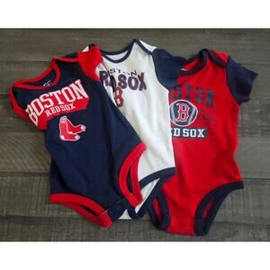 Boston Red Sox Baby Onsies Set of 3 Red White Blue Genuine NWT 12 month Unisex